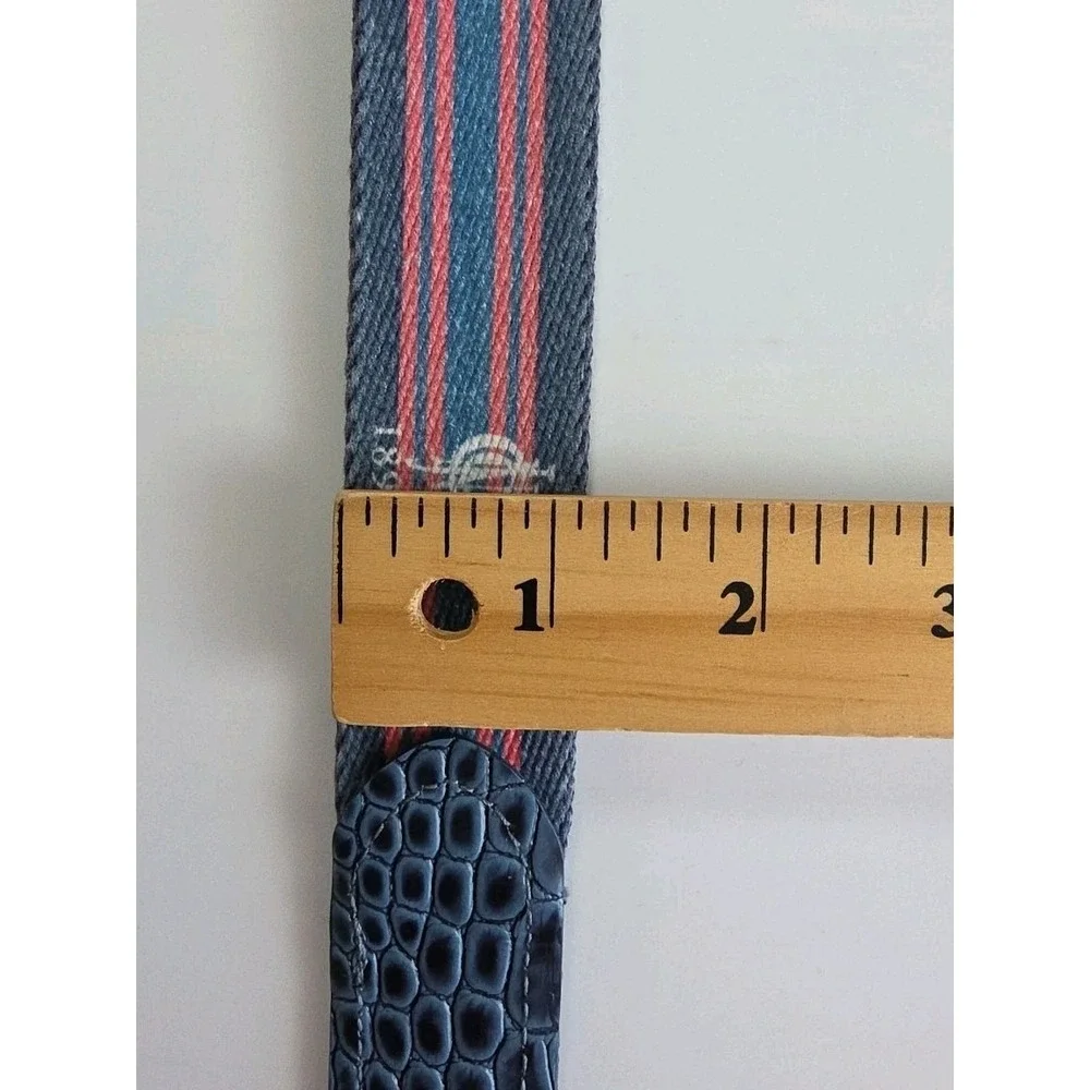 DOC MURPHY Size 32-36 Reversible Golf DRINKS Blue Crocodile Leather Belt